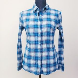 🌈 Faded Glory Blue Plaid Long Sleeves Top